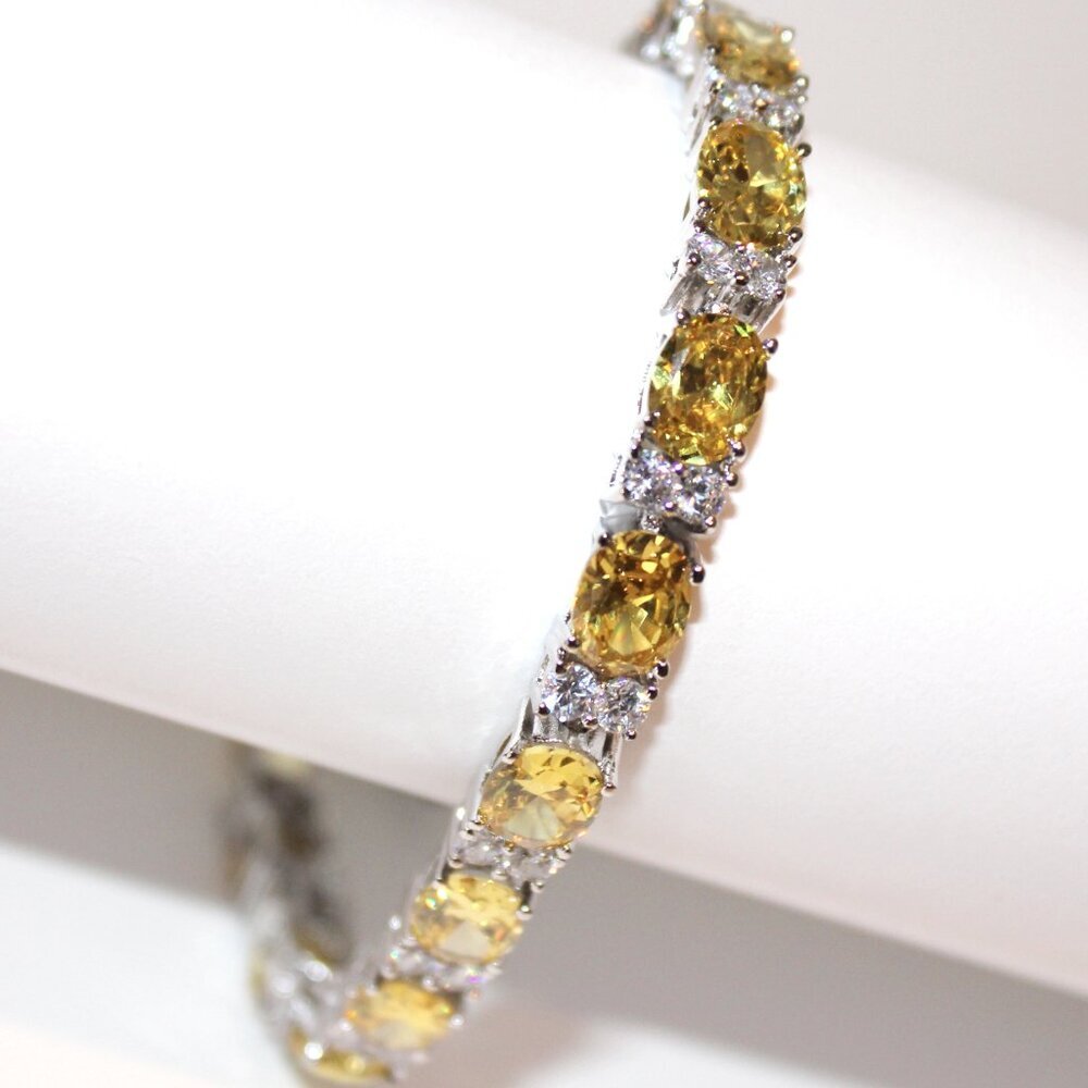 Canary Yellow & White Cz Tennis Bracelet - New w/Tags